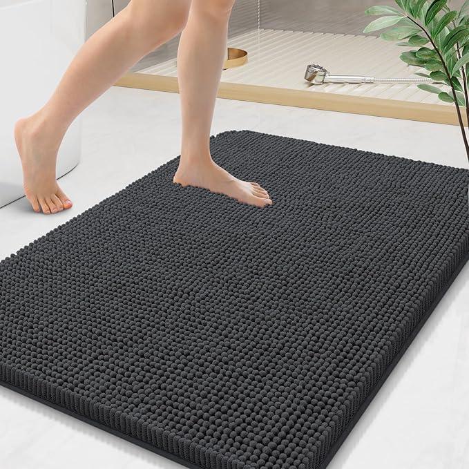 Arotive Bathroom Rugs 36x24, Extra Soft Absorbent Shaggy Chenille Bath Rugs, Machine Washable Rubber Backing Non-Slip Bath Mats for Bathroom Floor Tub and Shower, Home Decor Accessories, Dark Grey - ModernBath
