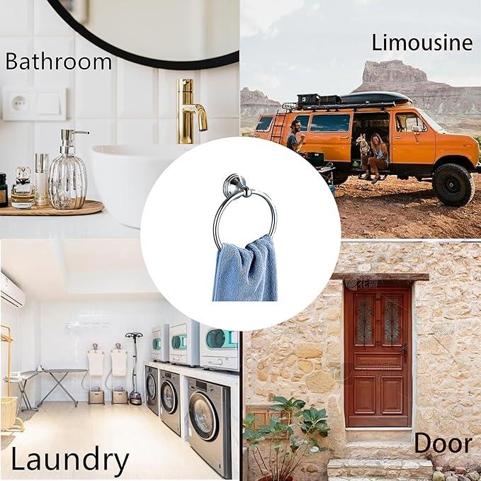 Towel Ring for Bathroom, Chrome Hand Towel Holder 2 Pack, Bathroom Accessories and Towel Racks for Bathroom Wall Mount - ModernBath