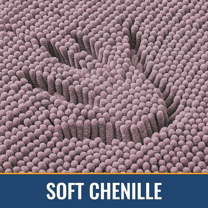 Arotive Bathroom Rugs 30x20, Extra Soft Absorbent Shaggy Chenille Bath Rugs, Machine Washable Rubber Backing Non-Slip Bath Mats for Bathroom Floor Tub and Shower, Home Decor Accessories, Deep Plum - ModernBath