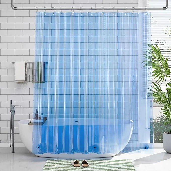 AmazerBath Shower Curtain Liner, 72x72 Transparent Blue Shower Liner, Lightweight Plastic Shower Curtain Liners, Cute Waterproof Shower Liner for Bathroom with 3 Magnets and 12 Grommet Holes - ModernBath