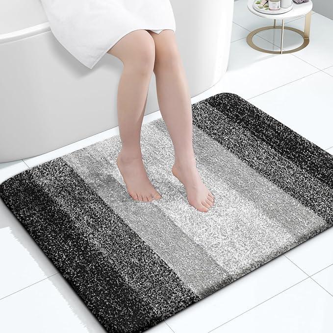 OLANLY Bathroom Rugs Mat 40x32, Extra Soft Absorbent Microfiber Bath Rugs, Rubber Backing, Quick Dry, Machine Washable Bath Mats for Bathroom Floor, Tub and Shower, Home Decor Accessories, Black - ModernBath