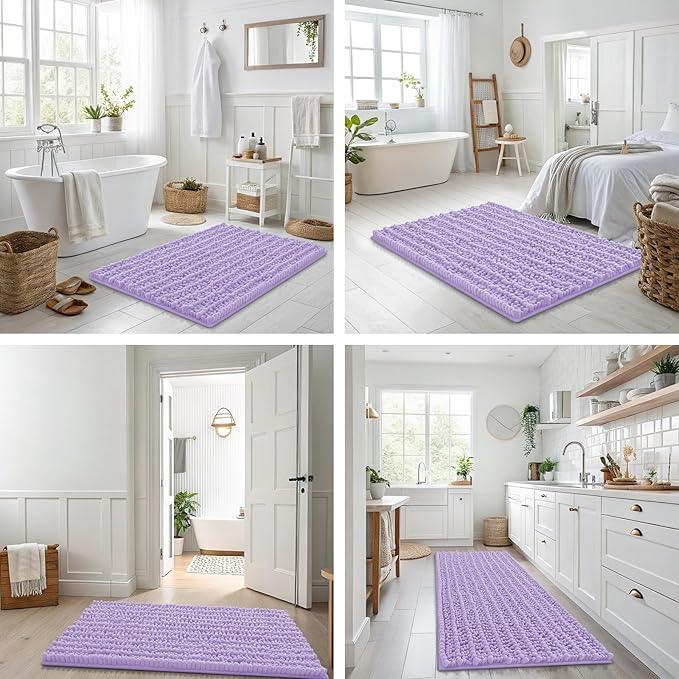 Smiry Bathroom Rugs Mat 24x16, Extra Soft Absorbent Chenille Bath Rugs, Non Slip Rubber Backing Machine Washable Quick Dry Bath Mats for Bathroom Floor, Tub, Shower, Home Decor Accessories, Purple - ModernBath