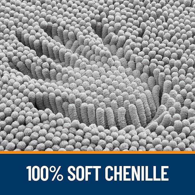 OLANLY Bathroom Rugs 70x24, Extra Soft Absorbent Chenille Bath Rugs, Rubber Backing Quick Dry, Machine Washable Bath Mats for Bathroom Floor, Tub and Shower, Home Decor Accessories, Grey - ModernBath
