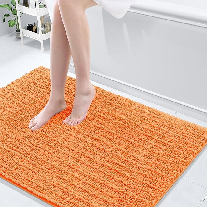 Arotive Luxury Chenille Bathroom Rug Mat, Extra Soft Thick Absorbent Shaggy Bath Rugs, Non-Slip Machine Wash Dry, Plush Bath Mats for Bathroom, Shower and Tub, 47x32, Orange - ModernBath