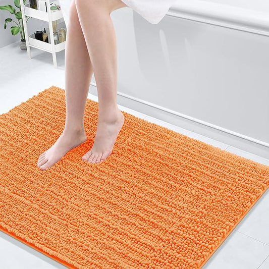 Arotive Luxury Chenille Bathroom Rug Mat, Extra Soft Thick Absorbent Shaggy Bath Rugs, Non-Slip Machine Wash Dry, Plush Bath Mats for Bathroom, Shower and Tub, 47x32, Orange - ModernBath