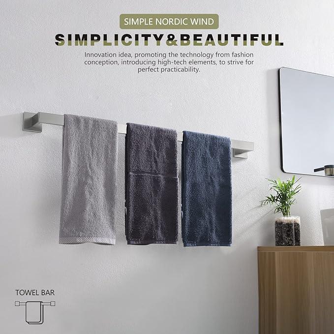 KOKOSIRI 32-Inch Single Towel Bar, Bathroom Kitchen Towel Holder, Wall Mounted SUS304 Stainless Steel Towel Rack, Brushed Nickel, B4003BR-L32 - ModernBath