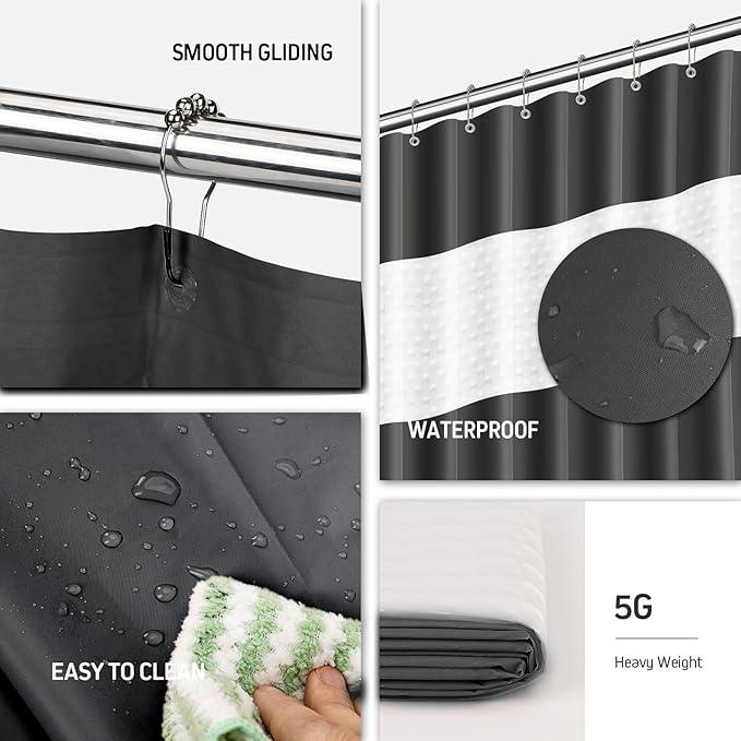Bathroom Accessories Set,Black Bathroom Set,24 Pieces Bathroom Accessory Set with Shower Curtain,Trash Can for Bathroom Accessories Décor and Home Gifts - ModernBath