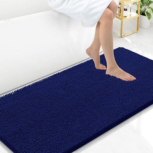 Arotive Bathroom Rugs 47x24, Extra Soft Absorbent Shaggy Chenille Bath Rugs, Machine Washable Rubber Backing Non-Slip Bath Mats for Bathroom Floor Tub and Shower, Home Decor Accessories, Navy - ModernBath