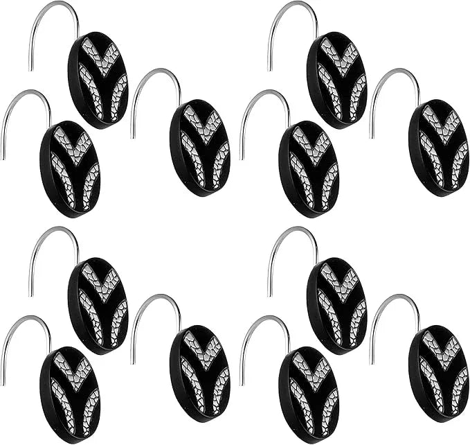 Zahari Home 13pc Sinatra Bathroom Shower Curtain Set Classic Shower Curtain & 12 Shower Curtain Hooks Luxury Fabric Shower Curtain Unique Design Bling Black Shower Curtain Set - ModernBath
