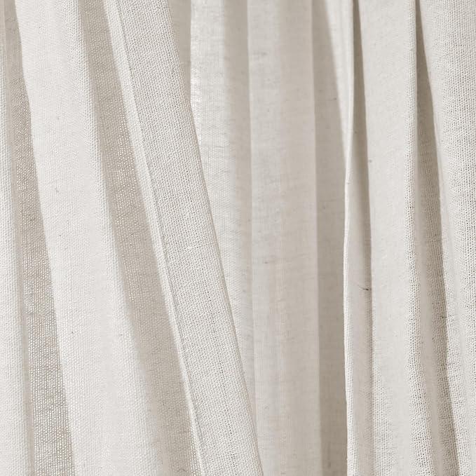 Lush Decor Linen Button Shower Curtain, 72" W x 78" L, Off White - Extra Long Shower Curtains - White Shower Curtain Fabric - Farmhouse Bathroom Decor - ModernBath