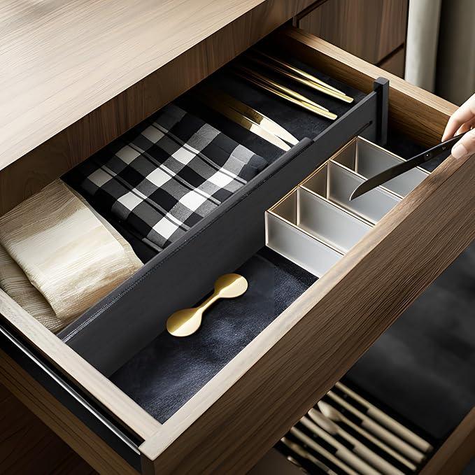 Utoplike Bamboo Drawer Dividers Large, 4'' High Adjustable Kitchen Drawers Organizers for Clothing, Spring Loaded, Works in Bathroom, Dresser, Desk, 4 PCS, Black - ModernBath