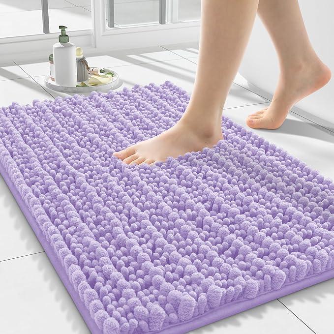 Smiry Bathroom Rugs Mat 24x16, Extra Soft Absorbent Chenille Bath Rugs, Non Slip Rubber Backing Machine Washable Quick Dry Bath Mats for Bathroom Floor, Tub, Shower, Home Decor Accessories, Purple - ModernBath