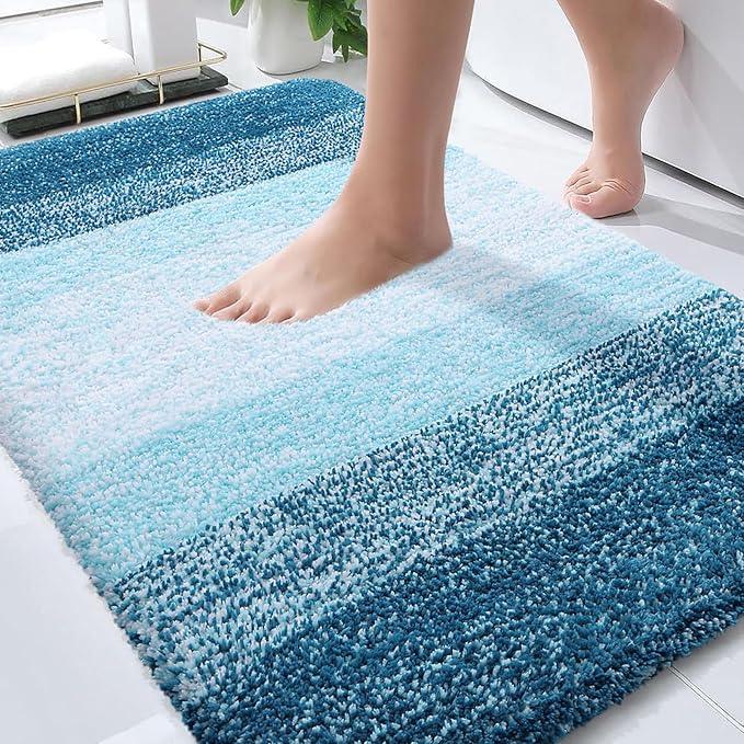 OLANLY Bathroom Rugs Mat 30x20, Extra Soft Absorbent Microfiber Bath Rugs, Rubber Backing, Quick Dry, Washable Bath Mats for Bathroom Floor, Tub and Shower, Home Decor Accessories, Peacock Blue - ModernBath