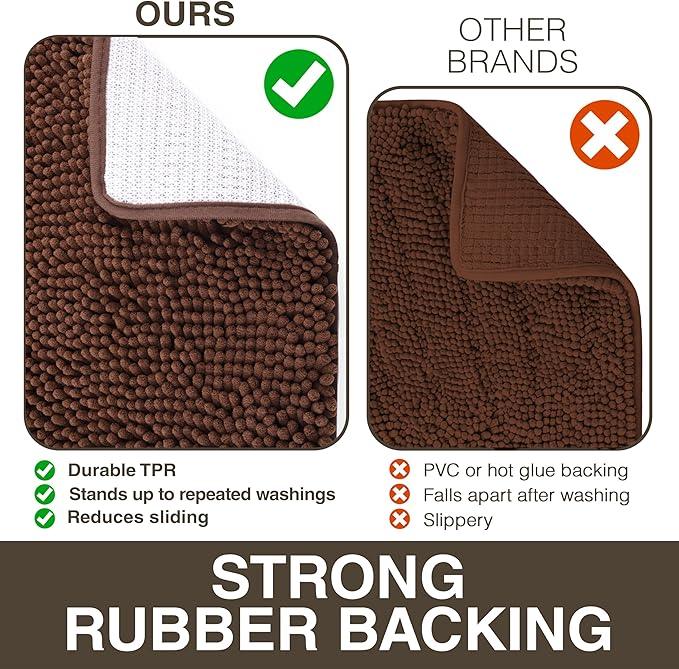 Neater Home Plush Bathroom Rugs 30x20 Thick Chenille Quick Dry Microfiber Absorbent Bath Mat, Soft Bath Rugs, Machine Washable Bathroom Floor Mat for Tub Shower Sink, Home Decor Accessories, Brown - ModernBath