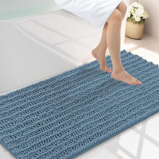 Smiry Bathroom Rugs Mat 44x24, Extra Soft Absorbent Chenille Bath Rugs, Non Slip Rubber Backing Machine Washable Quick Dry Bath Mats for Bathroom Floor, Tub, Shower, Home Accessories, Grayish Blue - ModernBath