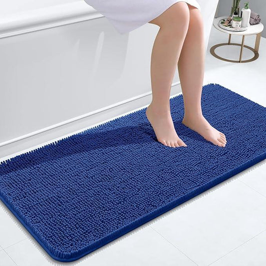 OLANLY Bathroom Rugs 47x20, Extra Soft Absorbent Chenille Bath Rugs, Rubber Backing Quick Dry, Machine Washable Bath Mats for Bathroom Floor, Tub and Shower, Home Decor Accessories, Royal Blue - ModernBath