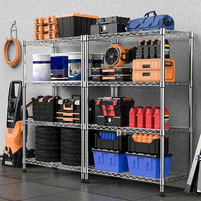 1000 lbs Storage Shelving Steel Heavy Duty 4-Tier Utility Shelving Unit Steel Organizer Wire Rack for Home,Kitchen,Office,Chrome (13.7" D x 29.5" W x 47.2" H) - ModernBath
