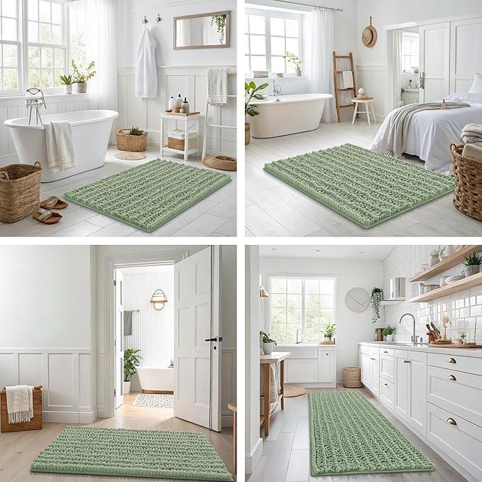 Smiry Bathroom Rugs Mat 47x20, Extra Soft Absorbent Chenille Bath Rugs, Non Slip Rubber Backing Machine Washable Quick Dry Bath Mats for Bathroom Floor, Tub, Shower, Home Decor Accessories, Sage Green - ModernBath