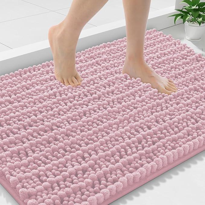 Smiry Bathroom Rugs Mat 36x24, Extra Soft Absorbent Chenille Bath Rugs, Non Slip Rubber Backing Machine Washable Quick Dry Bath Mats for Bathroom Floor, Tub, Shower, Home Decor Accessories, Dusty Rose - ModernBath