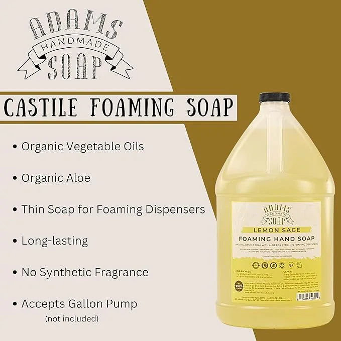 Adams Handmade Soap Liquid Foaming Soap 1 Gal - Lemon Sage (Pack of 4) - ModernBath