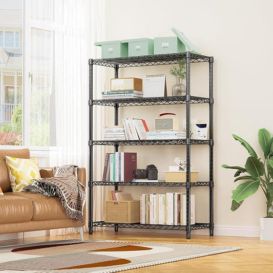 1750 lbs Steel Storage Shelving 5-Tier Utility Shelving Unit Steel Organizer Wire Rack for Home,Kitchen,Office,Garage, 1750 LBS Capacity 17.7" D x 47.2" W x 72.3" H - ModernBath