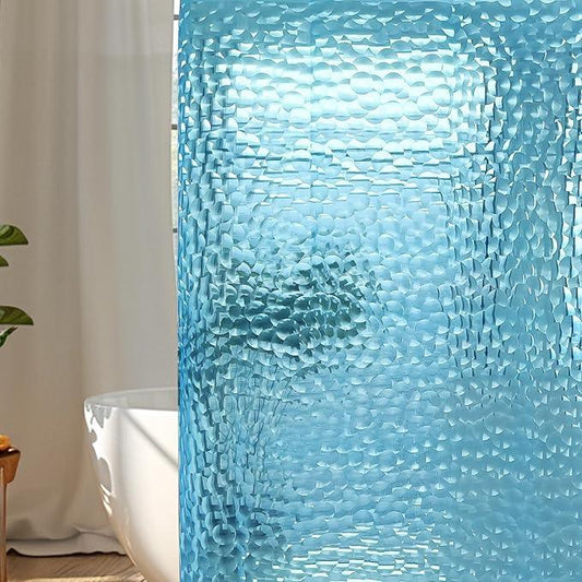 WELTRXE EVA 8G Shower Curtain Liner, 72x72 Inch 3D Clear Blue Bubble Heavy Duty Waterproof Shower Curtain Liner with Magnets Thick Plastic Shower Curtains Weighted Bathroom Shower Liner, 12 Hooks - ModernBath