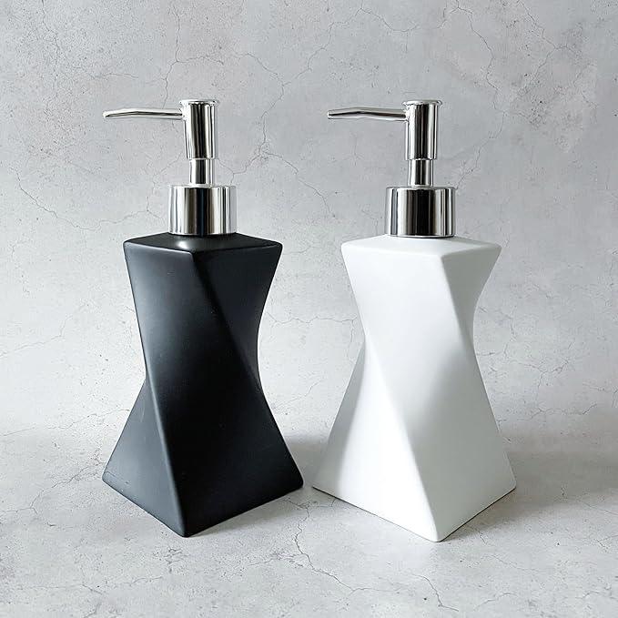 Modern Black Hand Soap Dispenser for Bathroom Countertop, Dish Soap Dispenser for Kitchen Sink, Contemporary Art Style, Matte Finish, 8.5oz (Pebble Black) - ModernBath