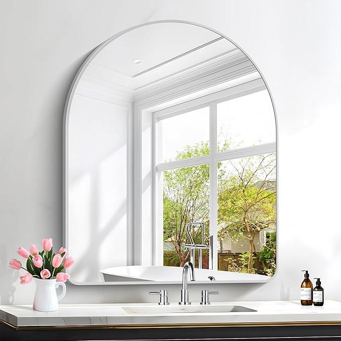 FORBATH Arched Bathroom Mirror 30x36 Inch, Arch Wall Mirror with Silver Aluminum Frame, Arched Mirror for Dresser, Fireplace,Entryway,Home Decor,Hanging or Leaning Against Wall - ModernBath