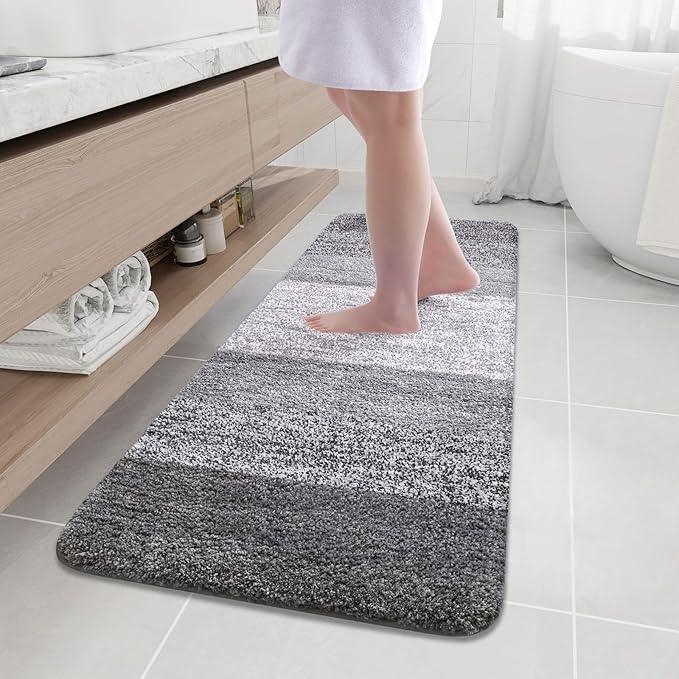 Arotive Microfiber Bathroom Rugs, Shaggy Soft and Absorbent Bath Rug, Non-Slip, Thick Plush Machine Washable Dry Bath Mats for Bathroom, Tub and Shower, 59x20, Grey, Rectangular - ModernBath