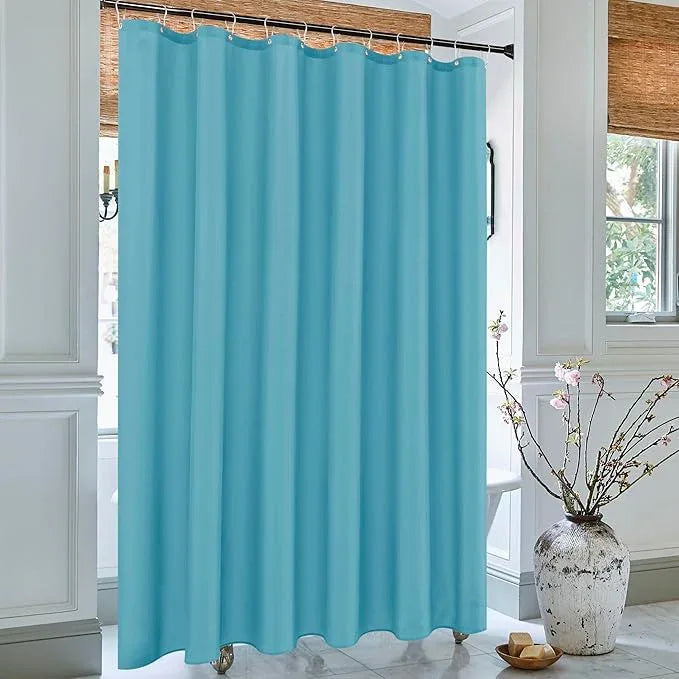 Biscaynebay Hotel Quality Extra Long Fabric Shower Liners 72" Width by 84" Length, Blue Water Resistant Bathroom Curtains Rust Resistant Grommets & Weighted Bottom Hem Machine Washable - ModernBath