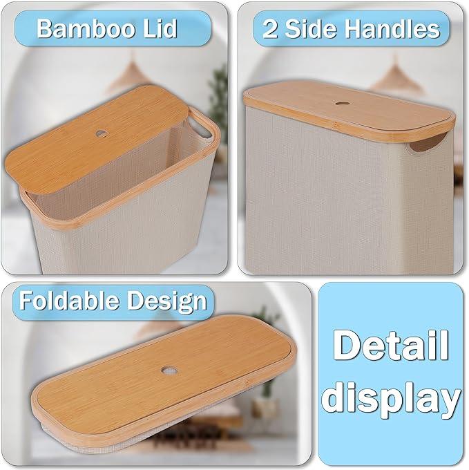 efluky Toilet Paper Basket with Lid, Toilet Paper Organizer for Bathroom, Free Standing Toilet Paper Holder with Storage, Brownbeige - ModernBath
