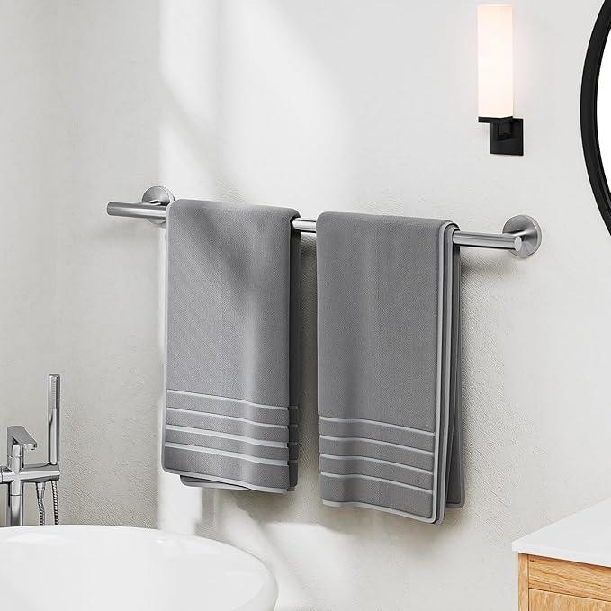 24 Inch Brushed Nickel Towel Bar, Thicken Towel Rack for Bathroom Wall Mounted, SUS304 Stainless Steel Towel Rod, Modern Home Decor (Total Length 26 Inch) - ModernBath