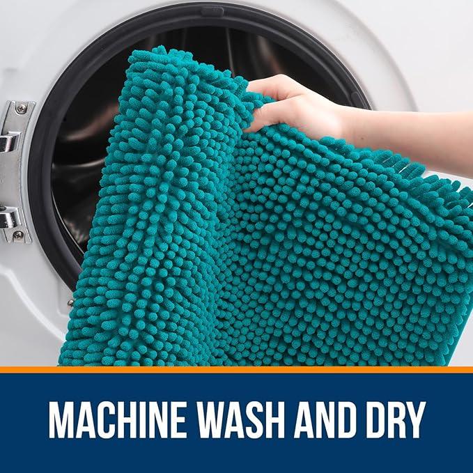 OLANLY Bathroom Rugs 30x20, Extra Soft Absorbent Chenille Bath Rugs, Rubber Backing Quick Dry, Machine Washable Bath Mats for Bathroom Floor, Tub and Shower, Home Decor Accessories, Deep Lake - ModernBath