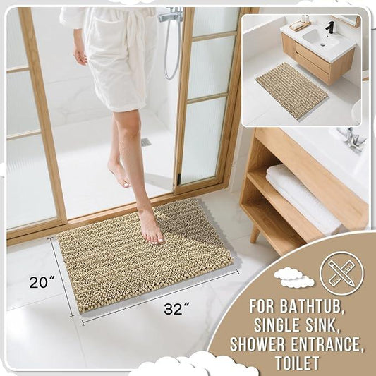 Yimobra Bathroom Rugs Non Slip Washable 32x20 Inch - Ultra Soft Absorbent Chenille Bath Mat, Quick Dry Shaggy Floor Carpet for Tub Shower, Camel Home Decor Accessories - ModernBath