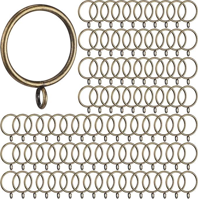 Maitys 100 Pcs Metal Curtain Rings with Eyelet 1.5-inch Inner Diameter Eyelet Curtain Rings for Drapery Clips Hooks for Sliding Window Bathroom Door Shower Rod (Bronze) - ModernBath