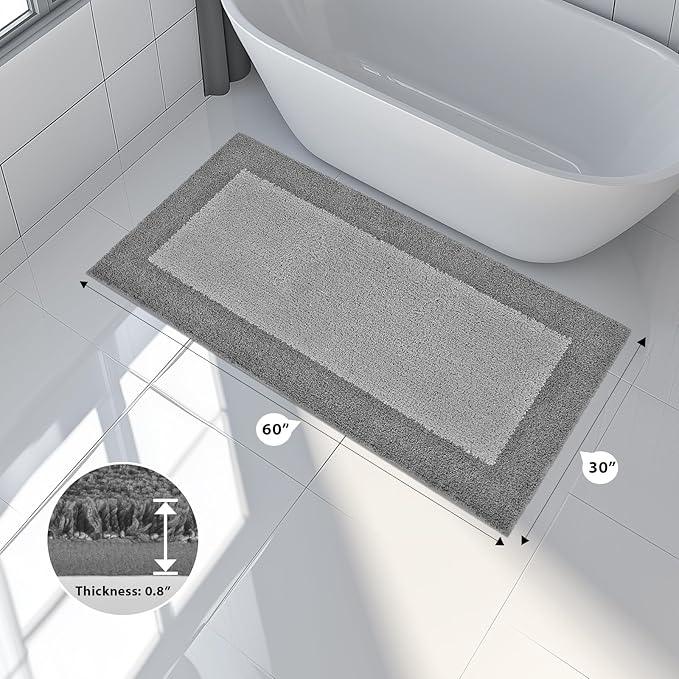 anllugs Bathroom Rugs 30" x 60", Non-Slip Extra Soft Absorbent Bath Rugs, Machine Washable Quick Dry Bath Mats for Bathroom Floor, Shower, Bathtub and Sink, Grey & Dark Grey - ModernBath