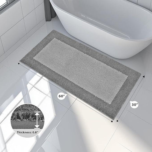 anllugs Bathroom Rugs 30" x 60", Non-Slip Extra Soft Absorbent Bath Rugs, Machine Washable Quick Dry Bath Mats for Bathroom Floor, Shower, Bathtub and Sink, Grey & Dark Grey - ModernBath