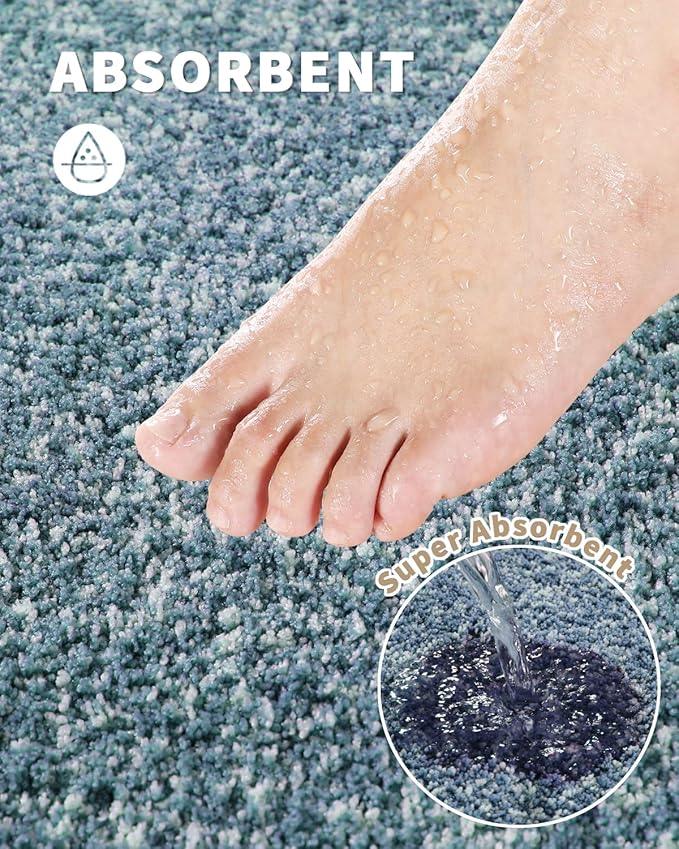 Yimobra Bathroom Runner Rug Non Slip Washable, Soft Absorbent Microfiber Long Bath Mat, Dual-Tone Decor Rug with Rubber Backing for Floor,Tub and Hallway,60x24,Home Essentials,Denim Blue - ModernBath