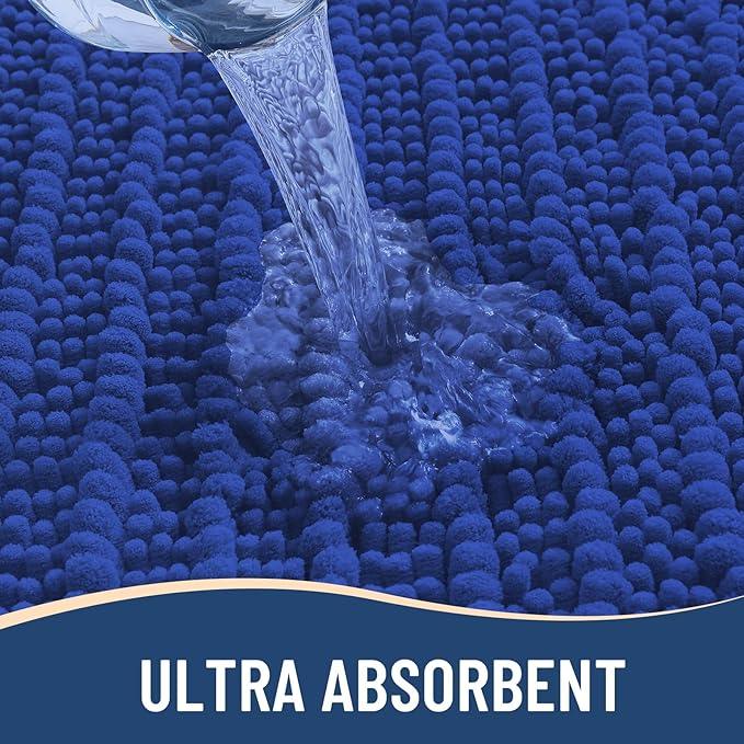 Arotive Luxury Chenille Bathroom Rug Mat, Extra Soft Thick Absorbent Shaggy Bath Rugs, Non-Slip Machine Wash Dry, Plush Bath Mats for Bathroom, Shower and Tub, 30x20, Dark Blue - ModernBath