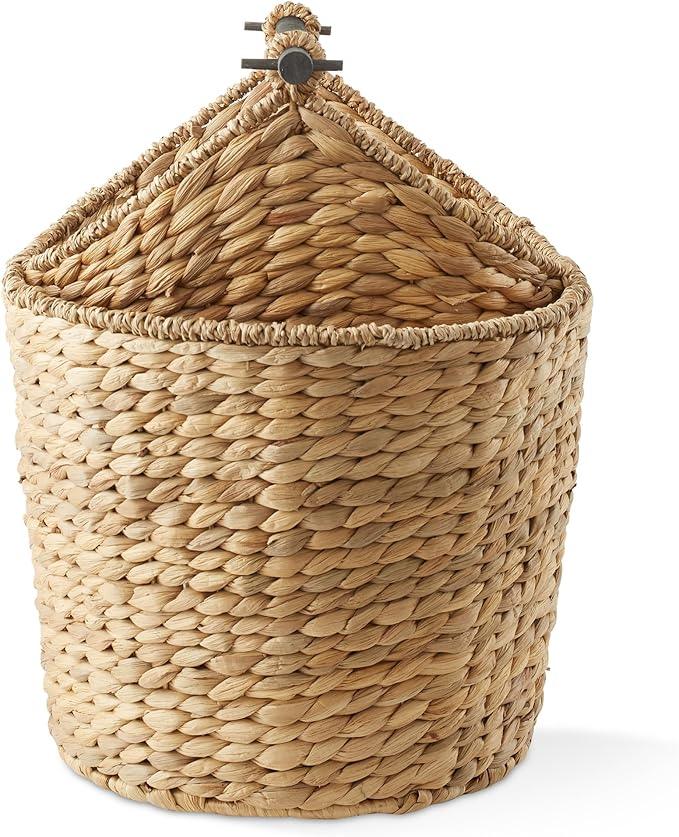 Casafield Toilet Paper Roll Storage Basket with Magazine Holder, Natural - Woven Water Hyacinth Wicker Bathroom Bin for Bath Tissue and Toiletries - ModernBath