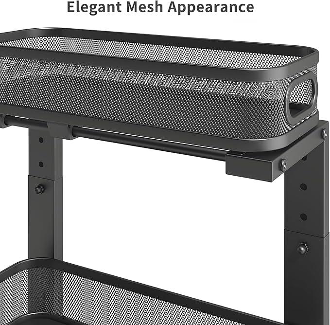 2 Pack Under Sink Organizer, Dual-Layer Pull Out Mesh Cabinet Rack with 5-Level Height Adjustment, Rust-Resistant Sliding Storage for Bathroom & Kitchen, Multi-Purpose 2-Tier Shelf(Black) - ModernBath
