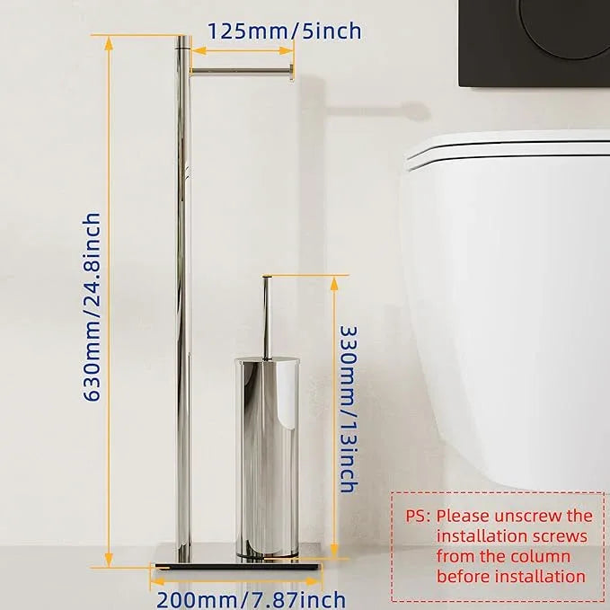 RUACQ Toilet Paper Holder Stand with Toilet Brush and Holder Set, 304 Stainless Steel Bathroom Toilet Tissue Paper Roll Holder Free Standing, Weighted Base, Heavy Duty (Chrome) - ModernBath