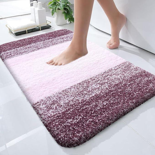 OLANLY Bathroom Rugs Mat 24x16, Extra Soft Absorbent Microfiber Bath Rugs, Rubber Backing, Quick Dry, Machine Washable Bath Mats for Bathroom Floor, Tub and Shower, Home Decor Accessories, Mauve - ModernBath