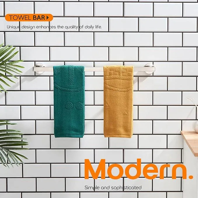 24 Inch Bathroom Towel Bar Bath Towel Rack Kitchen Towel Holder Towel Rails Wall Mounted SUS304 Stainless Steel Brushed Nickel AN4001BR-L24 - ModernBath