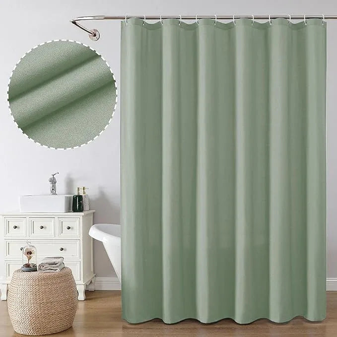 OVZME Zora Sage Green Shower Curtain for Bathroom, Fabric Shower Curtain Bath Decoration - Soft Cloth Hotel Spa Quality, Water Repellent, Modern Shower Curtain Set with 12 Hooks, Grommets Top, 72Wx72L - ModernBath