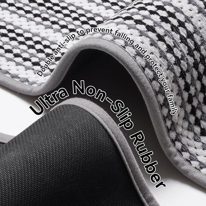 YDKGL Bathroom Rugs Non Slip Washable Bath Rugs Super Absorbent Chenille Bathroom Mat Thin Bath Mats Quick Dry Bath Mat Low Pile,Black 20x31 - ModernBath