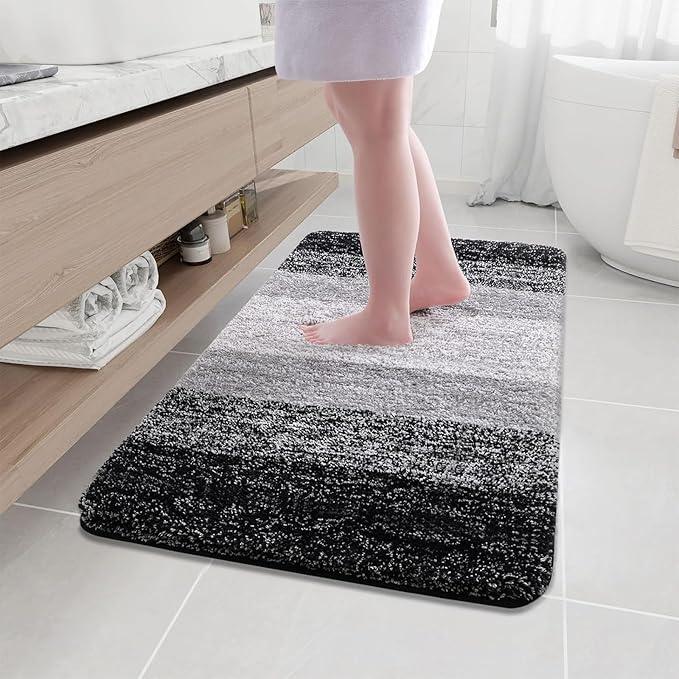 Arotive Microfiber Bathroom Rugs, Shaggy Soft and Absorbent Bath Rug, Non-Slip, Thick Plush Machine Washable Dry Bath Mats for Bathroom, Tub and Shower, 45x27, Black, Rectangular - ModernBath
