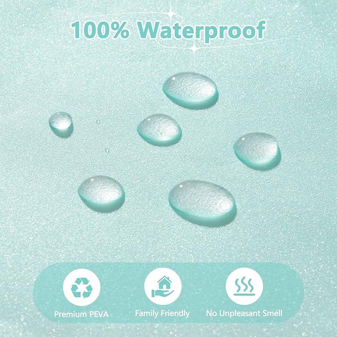 Seenus Waterproof Plastic Teal Glitter Shower Curtain Extra Long 72 x 84 Inch, Sparkle PEVA Shower Curtain Liner with 3 Large Magnets, Aqua Green Blingbling Tall Bathroom Decor Shower Curtain - ModernBath