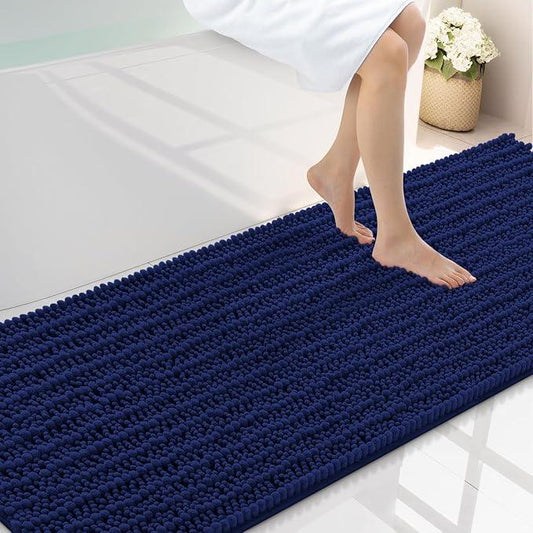 Smiry Bathroom Rugs Mat 70x24, Extra Soft Absorbent Chenille Bath Rugs, Non Slip Rubber Backing Machine Washable Quick Dry Bath Mats for Bathroom Floor, Tub, Shower, Home Decor Accessories, Navy Blue - ModernBath