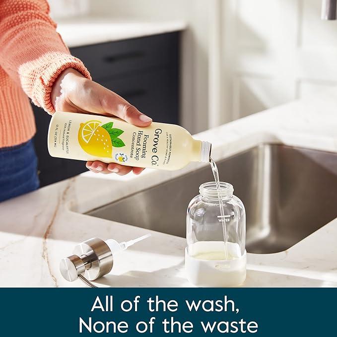 Grove Co. Hydrating Foaming Hand Soap Refills (2 x 12 Oz) Moisturizing Hand Wash, No Plastic or Parabens, Cruelty Free, 100% Natural Lemon & Eucalyptus Fragrance (Pack of 2) - ModernBath